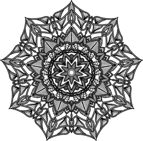 Detailed Hand Drawn Mandala Coloring Page